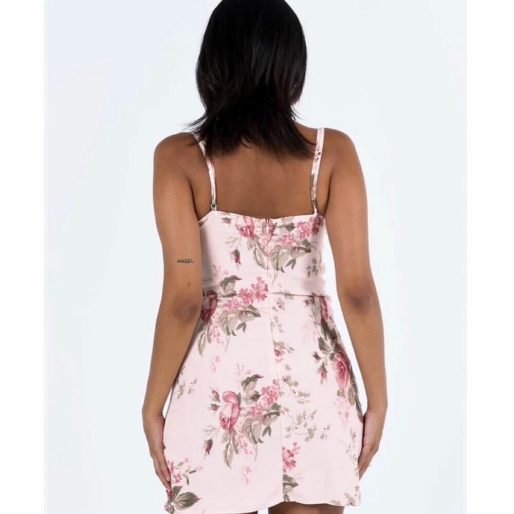 Princess Polly Agnola Lace Trim Floral Satin Slip Mini Dress Pink US 4 AU 8 - Picture 10 of 11